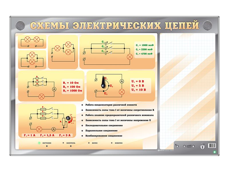 Электрифицированный стенд Схемы электрических цепей с маркерными полями